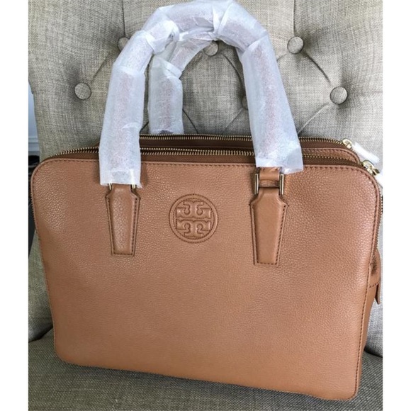 Tory Burch Handbags - 🌟New new🌟 Tory Burch
Marion Triple Zip Satchel Bark Patent Leather Tote